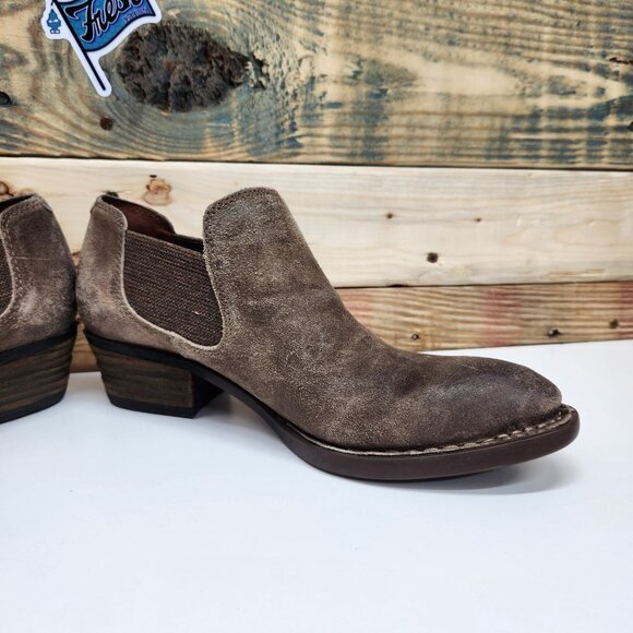 Born Shoes Suede Dallia Slip On Booties Women's Size 7.5 Western Stacked Heel - Picture 8 of 11